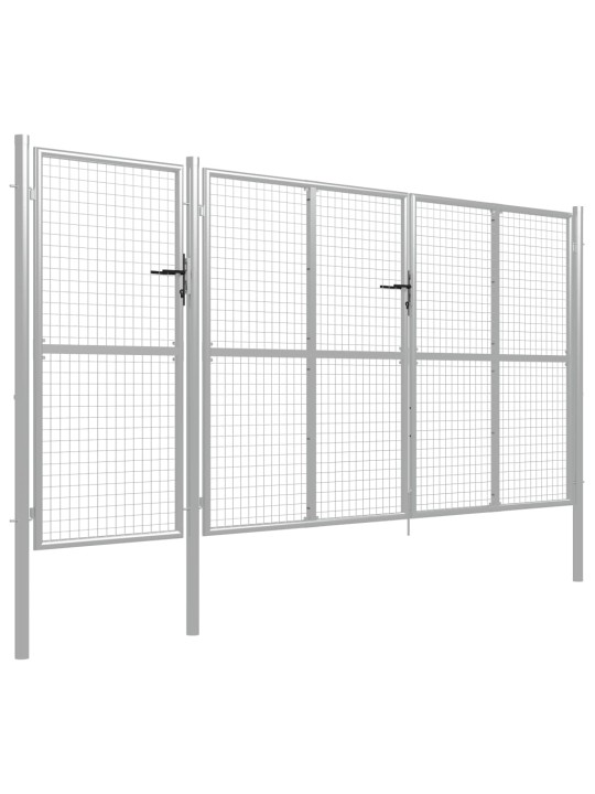 Puutarhaportti teräs 400x150 cm hopea