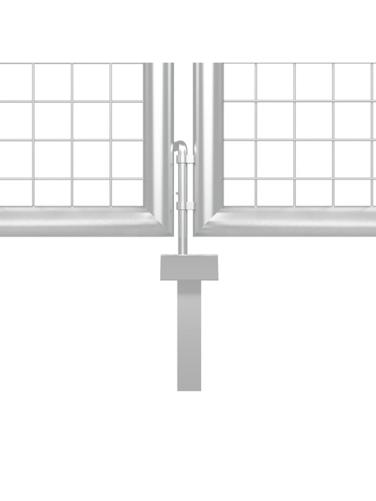 Puutarhaportti teräs 400x150 cm hopea