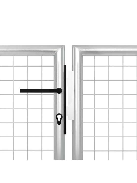 Puutarhaportti teräs 400x150 cm hopea