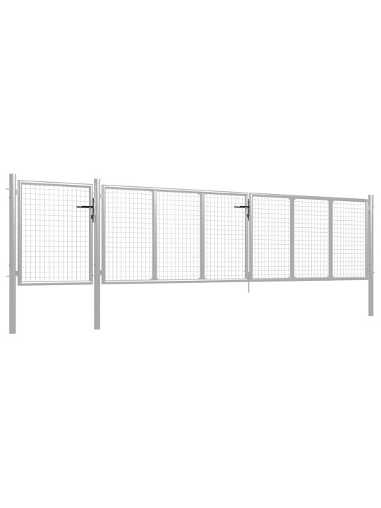 Puutarhaportti teräs 500x75 cm hopea