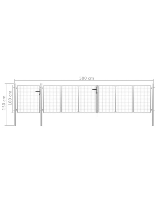 Puutarhaportti teräs 500x100 cm hopea