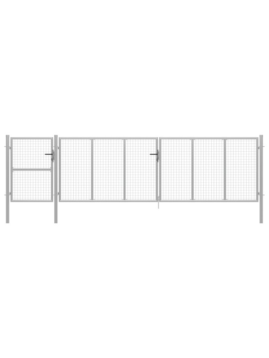 Puutarhaportti teräs 500x125 cm hopea