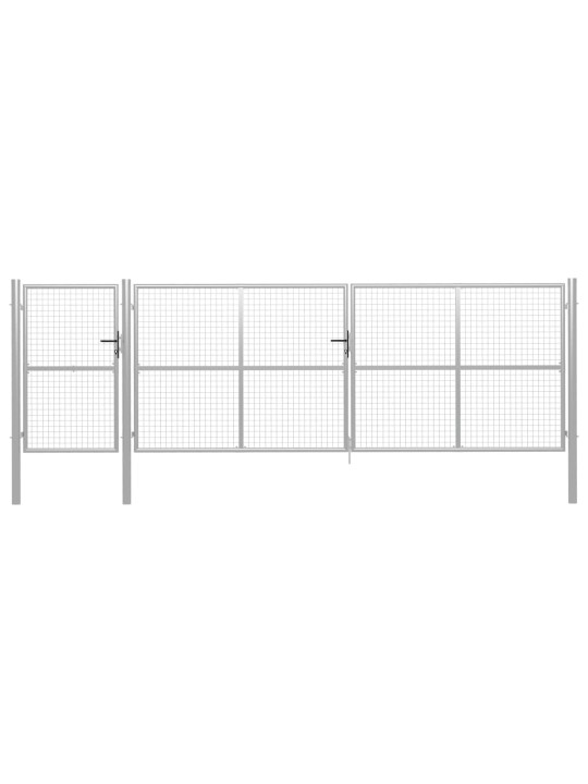 Puutarhaportti teräs 500x150 cm hopea