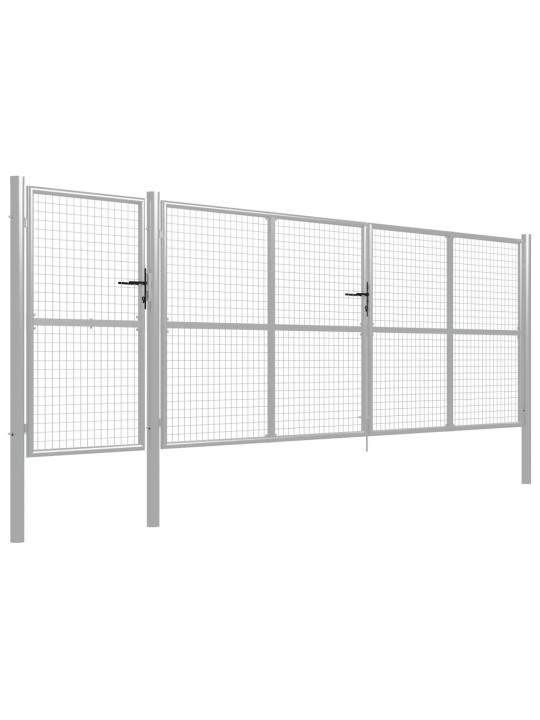 Puutarhaportti teräs 500x150 cm hopea