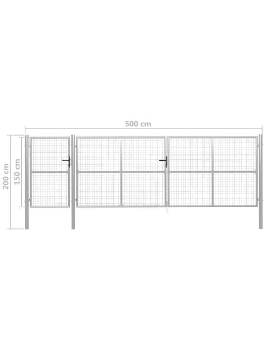 Puutarhaportti teräs 500x150 cm hopea