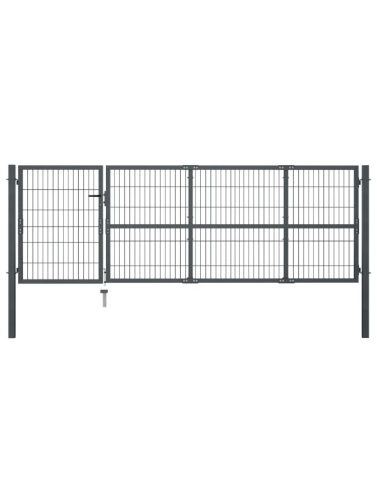 Puutarhaportti tolpilla teräs 350x100 cm antrasiitti