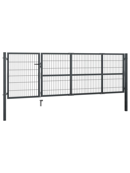 Puutarhaportti tolpilla teräs 350x100 cm antrasiitti