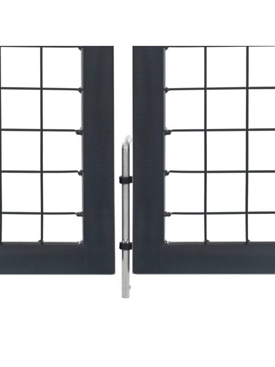 Puutarhaportti tolpilla teräs 350x100 cm antrasiitti