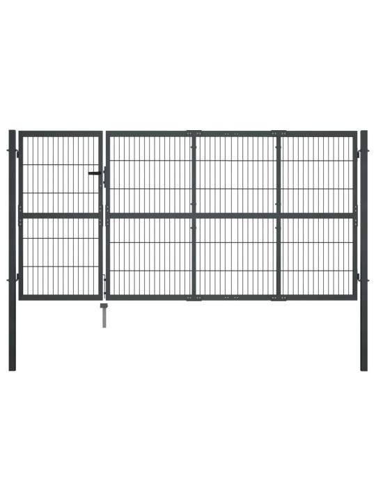 Puutarhaportti tolpilla teräs 350x120 cm antrasiitti