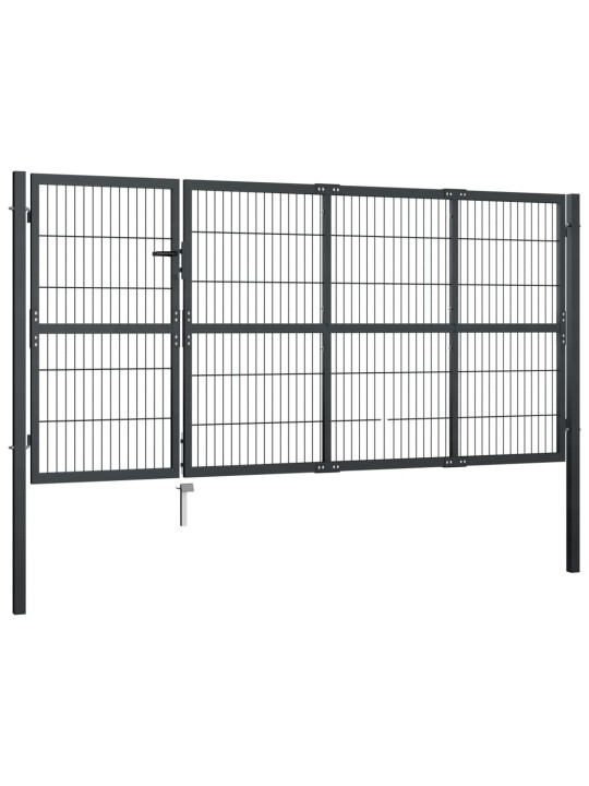 Puutarhaportti tolpilla teräs 350x120 cm antrasiitti