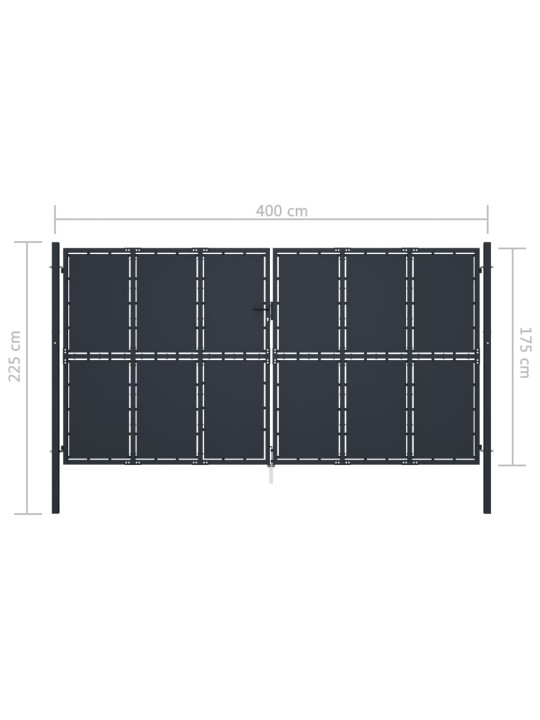 Puutarhaportti teräs 400x175 cm antrasiitti