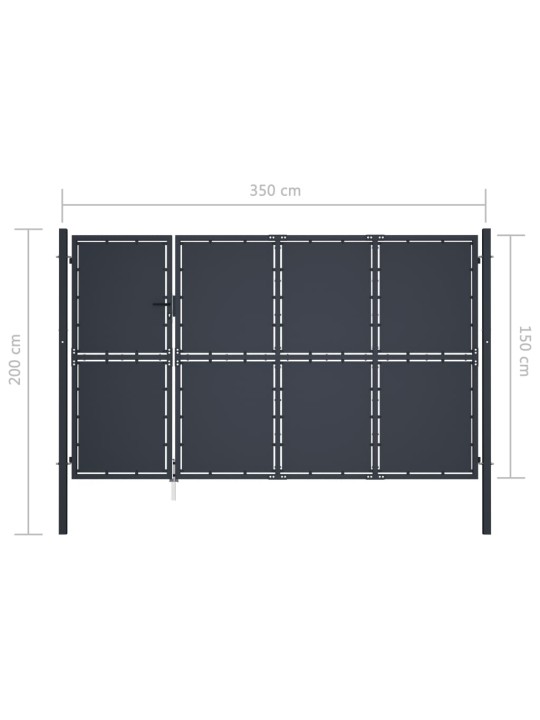 Puutarhaportti teräs 350x150 cm antrasiitti