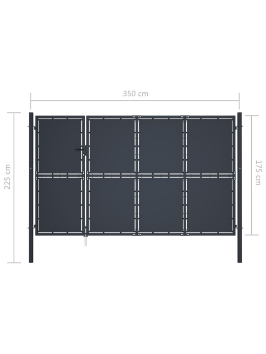 Puutarhaportti teräs 350x175 cm antrasiitti