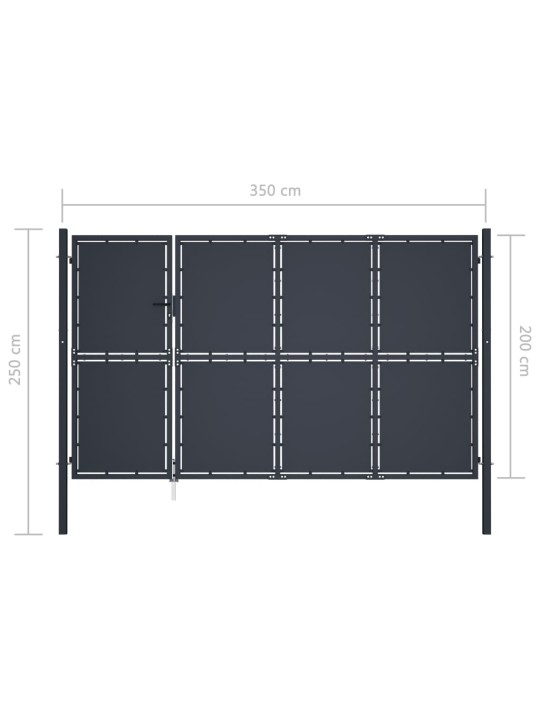 Puutarhaportti teräs 350x200 cm antrasiitti