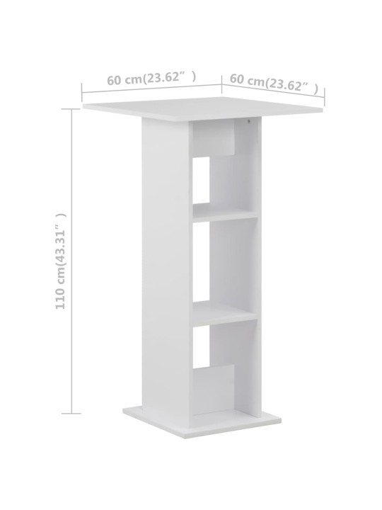Baaripöytä valkoinen 60x60x110 cm