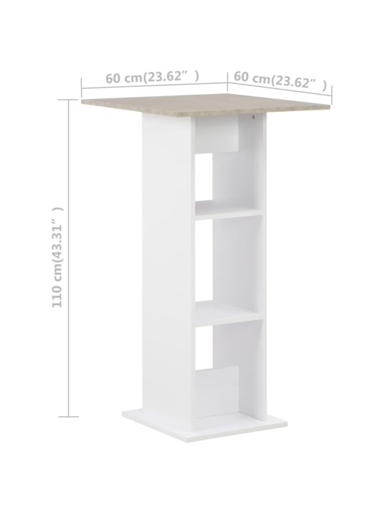 Baaripöytä valkoinen ja betoni 60x60x110 cm