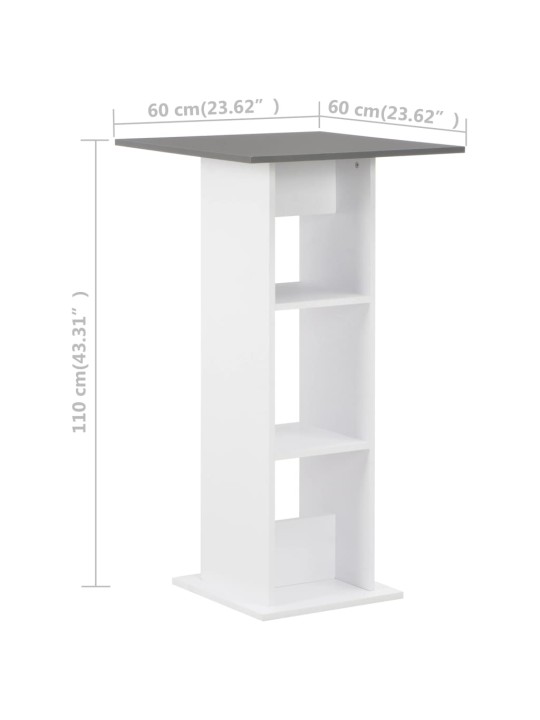 Baaripöytä valkoinen ja antrasiitti 60x60x110 cm