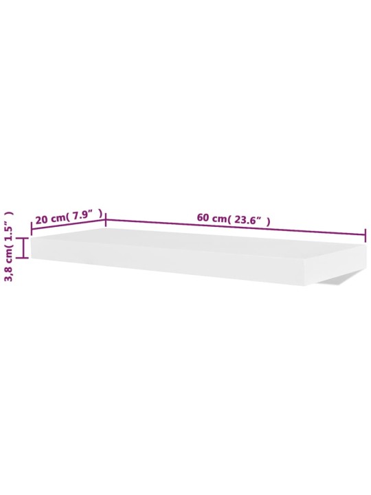 Seinähyllyt 4 kpl valkoinen 60 cm