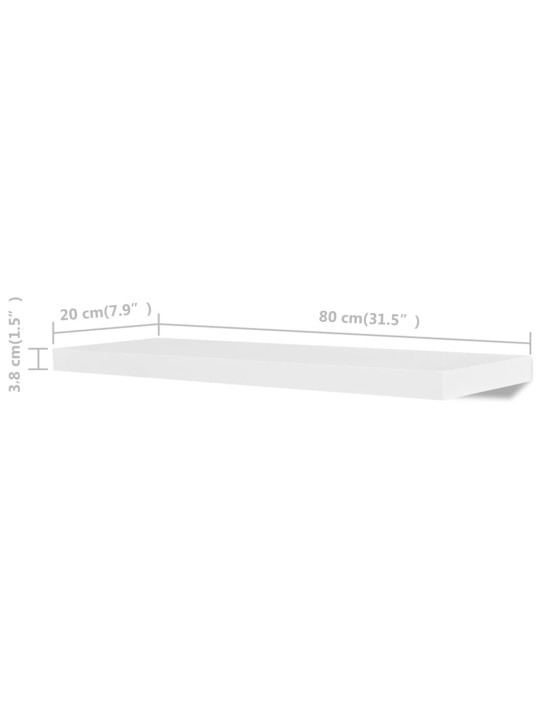 Seinähyllyt 4 kpl 80 cm valkoinen