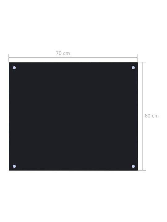 Keittiön roiskesuoja musta 70x60 cm karkaistu lasi