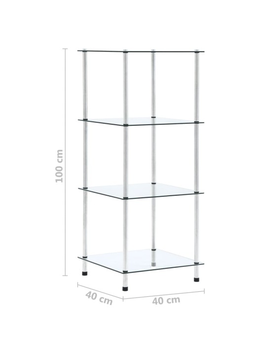 4-kerroksinen hylly läpinäkyvä 40x40x100 cm karkaistu lasi