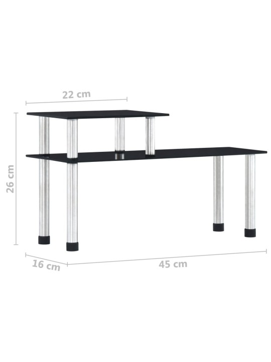 Keittiöhylly musta 45x16x26 cm karkaistu lasi