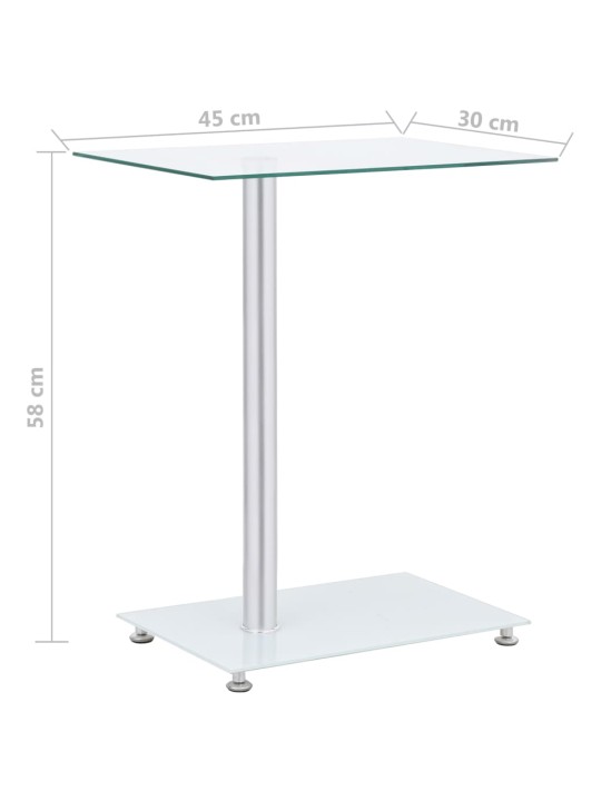 U-muotoinen sivupöytä läpinäkyvä 45x30x58 cm karkaistu lasi