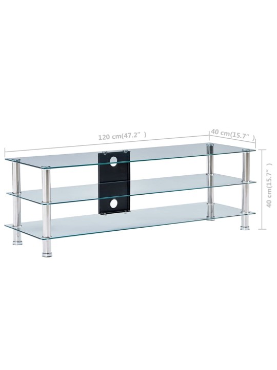TV-taso läpinäkyvä 120x40x40 cm karkaistu lasi