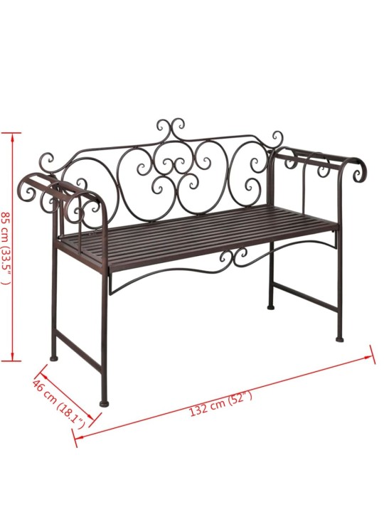 Puutarhapenkki 132 cm teräs antiikinruskea