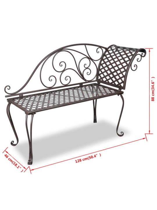 Puutarhapenkki 128 cm teräs antiikinruskea