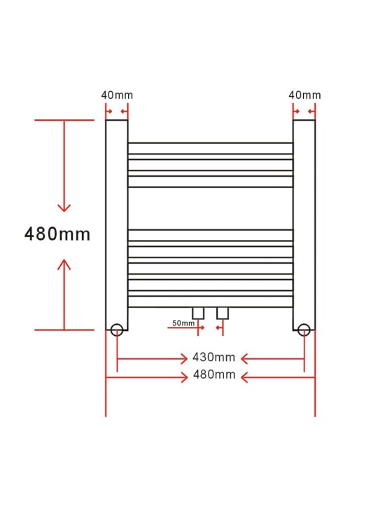 Kylpyhuoneen Keskuslämmitys Pyyheteline Kaareva 480 x 480 mm