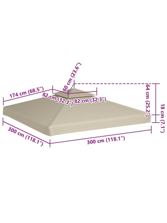 Huvimajan vaihtokatto 310 g/m² Vihreä 3 x 3 m