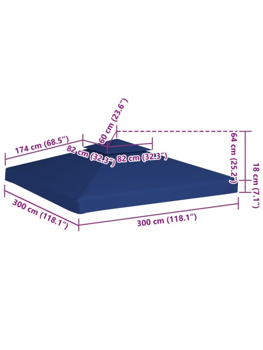 Huvimajan vaihtokatto 310 g/m² Tummansininen 3 x 3 m