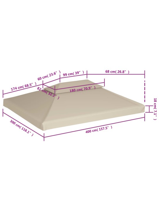 Huvimajan vaihtokatto 310 g/m² Beige 3 x 4 m