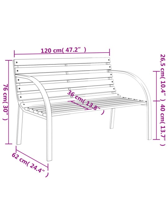 Puutarhapenkki 120 cm puu ja rauta