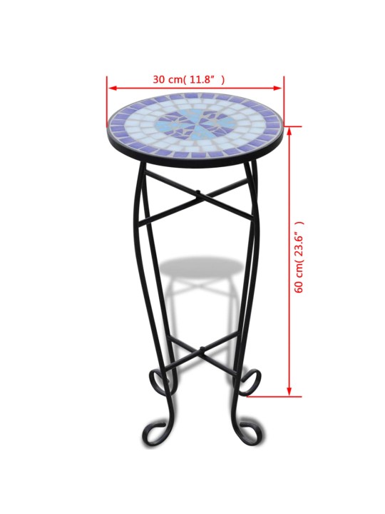Sivupöytä/kasviteline mosaiikkikuvio sininen ja valkoinen