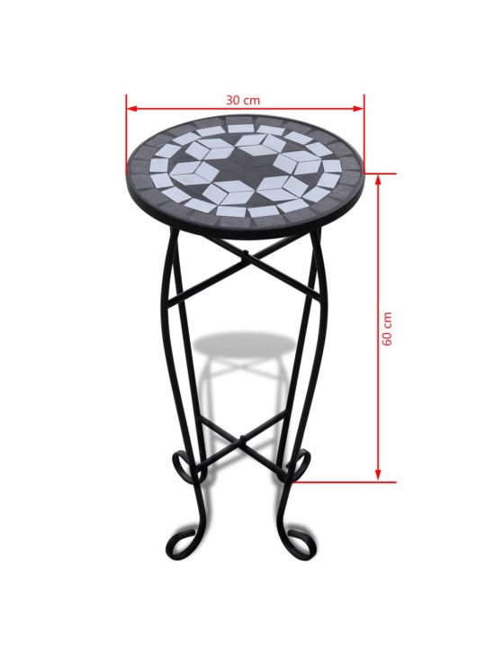 Sivupöytä/kasviteline mosaiikkikuvio musta ja valkoinen