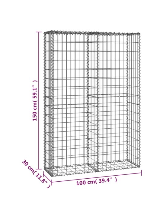 Gabion/kivikori kansilla galvanoitu vaijeri 150x100x30 cm