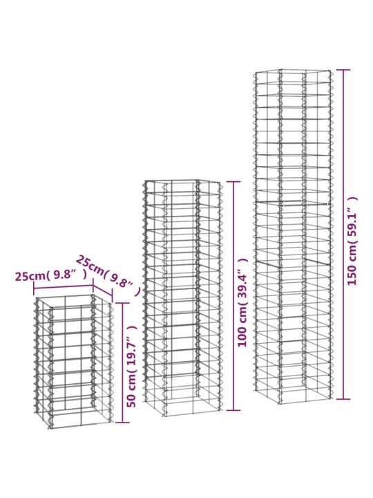 Gabion-/kivikorisarja 6 kpl galvanoitu vaijeri