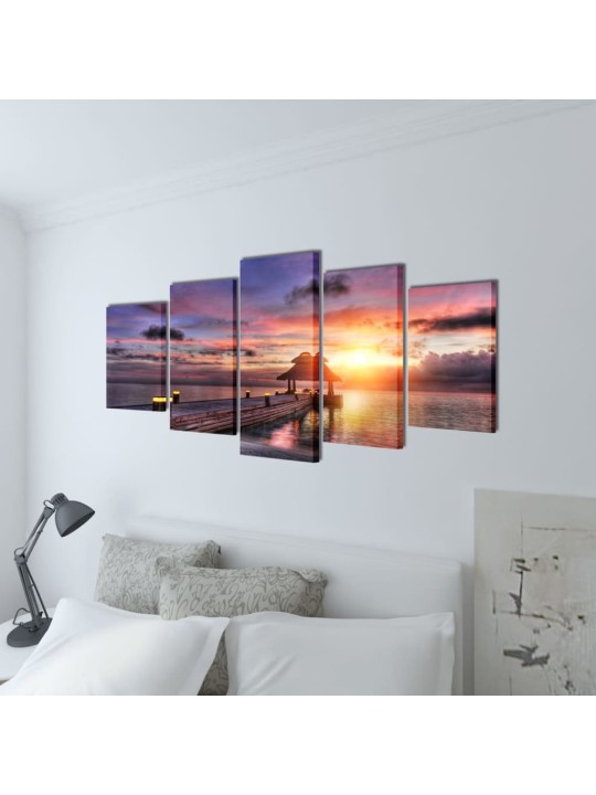 Taulusarja hiekkaranta paviljongilla 100 x 50 cm