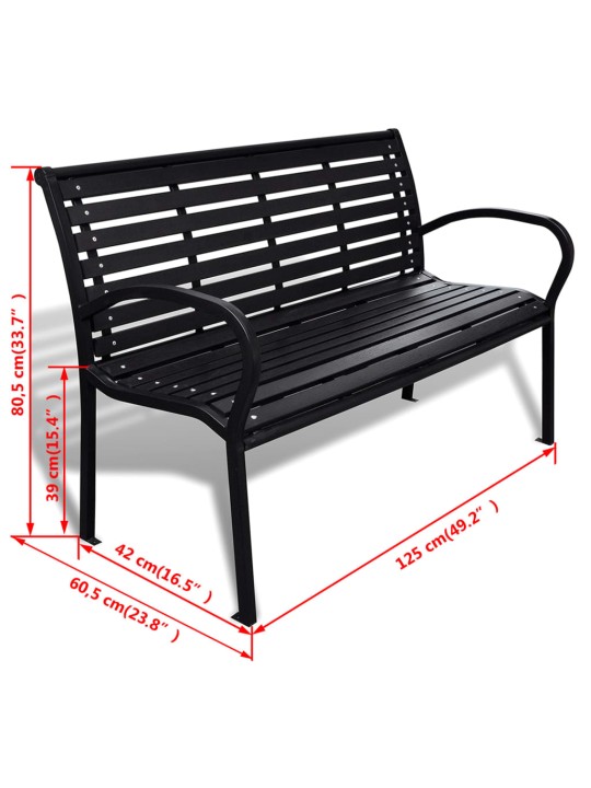 Puutarhapenkki 125 cm teräs ja WPC musta