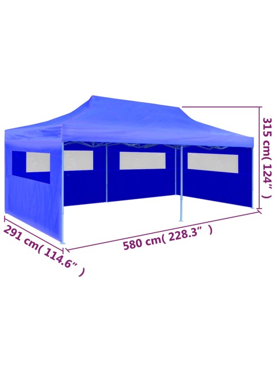 Kokoontaitettava pop-up juhlateltta 3 x 6 m sininen