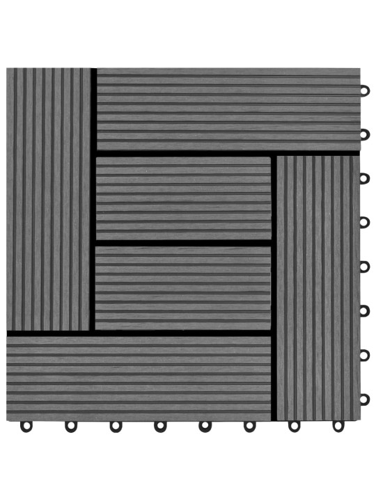 Harmaa 30 x 30 cm Terassilaatta WPC 1 Neliömetri 11 kpl