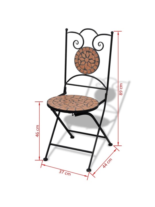 3-osainen Bistrokalustesarja mosaiikki terrakotta