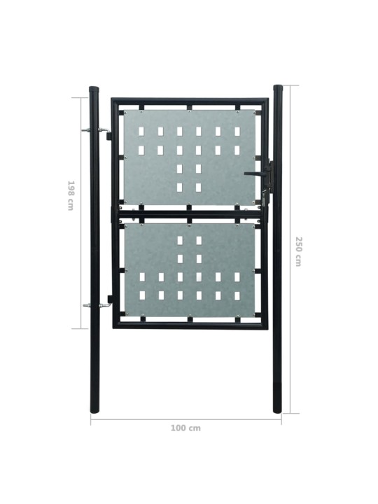 Yksiovinen Aitaportti musta 100 x 250 cm