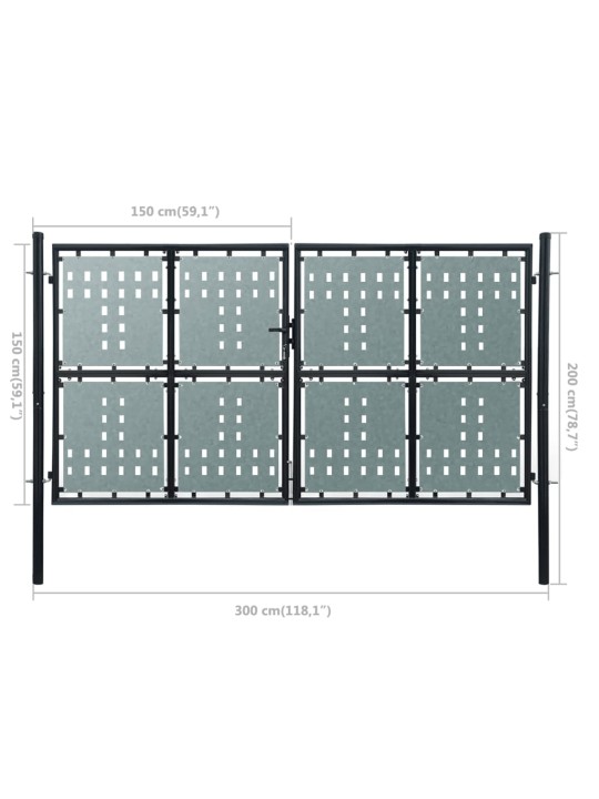 Yksiovinen Aitaportti musta 300 x 200 cm