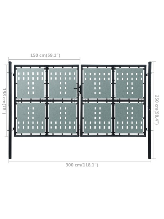 Yksiovinen Aitaportti musta 300 x 250 cm