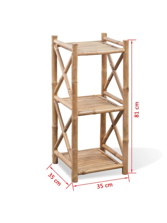 3-kerroksinen Neliö Bambuhylly