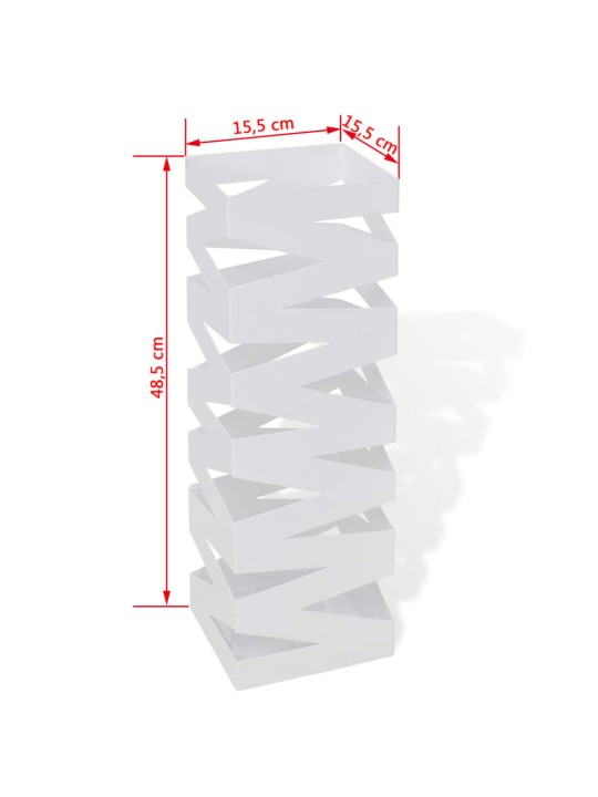 Valkoinen Neliö Sateenvarjoteline Teräs 48,5 cm