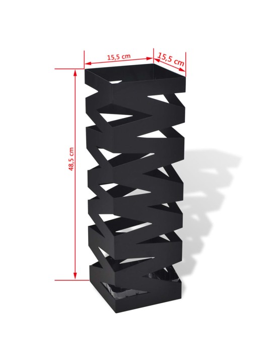 Musta Neliö Sateenvarjoteline Teräs 48,5 cm